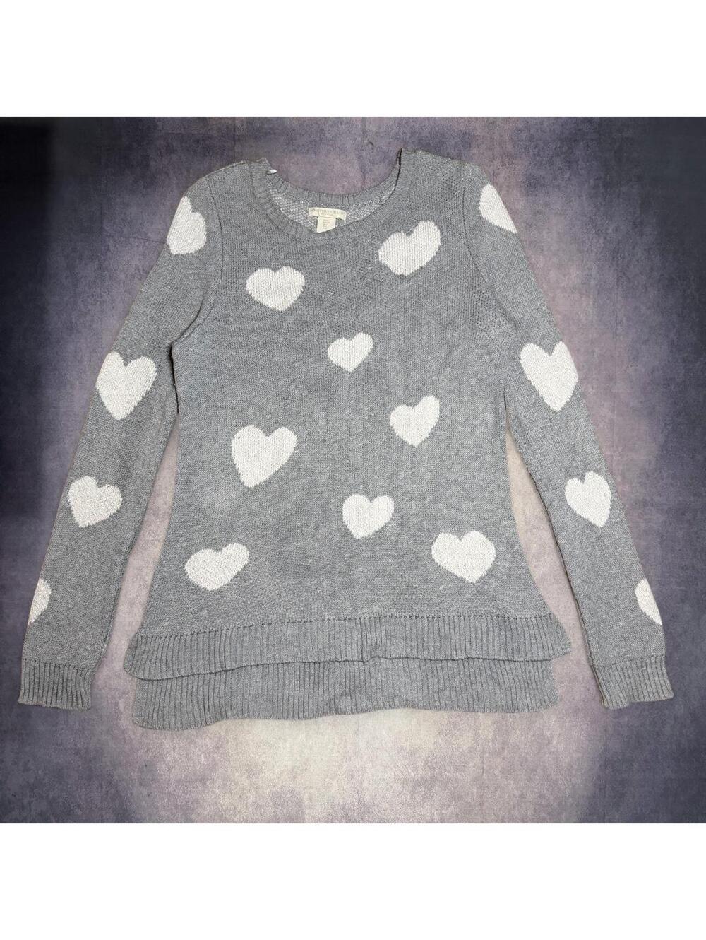 Christian Siriano gray sweater with white hearts
